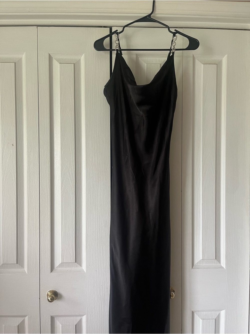 Satin Slip Dress in Black